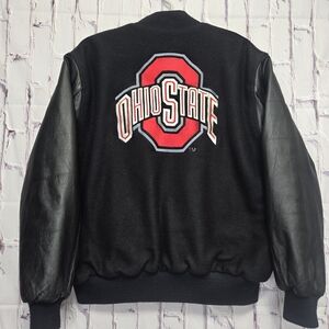 Vtg Y2K The‎ Ohio State Buckeyes Faux Leather Varsity Jacket Sz XL Made In USA